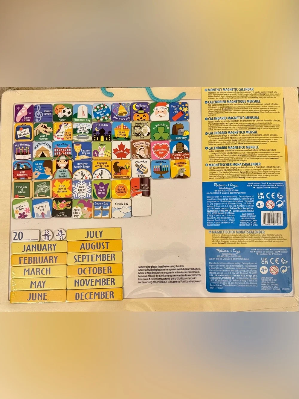 Melissa & Doug Monthly Magnetic Calendar Set, 112 Magnets, back to school
